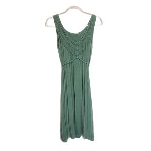 Sage Dress with Chest Details and Braided Belted